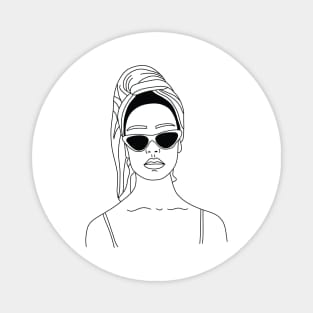 Woman Sunglasses Line Art Magnet